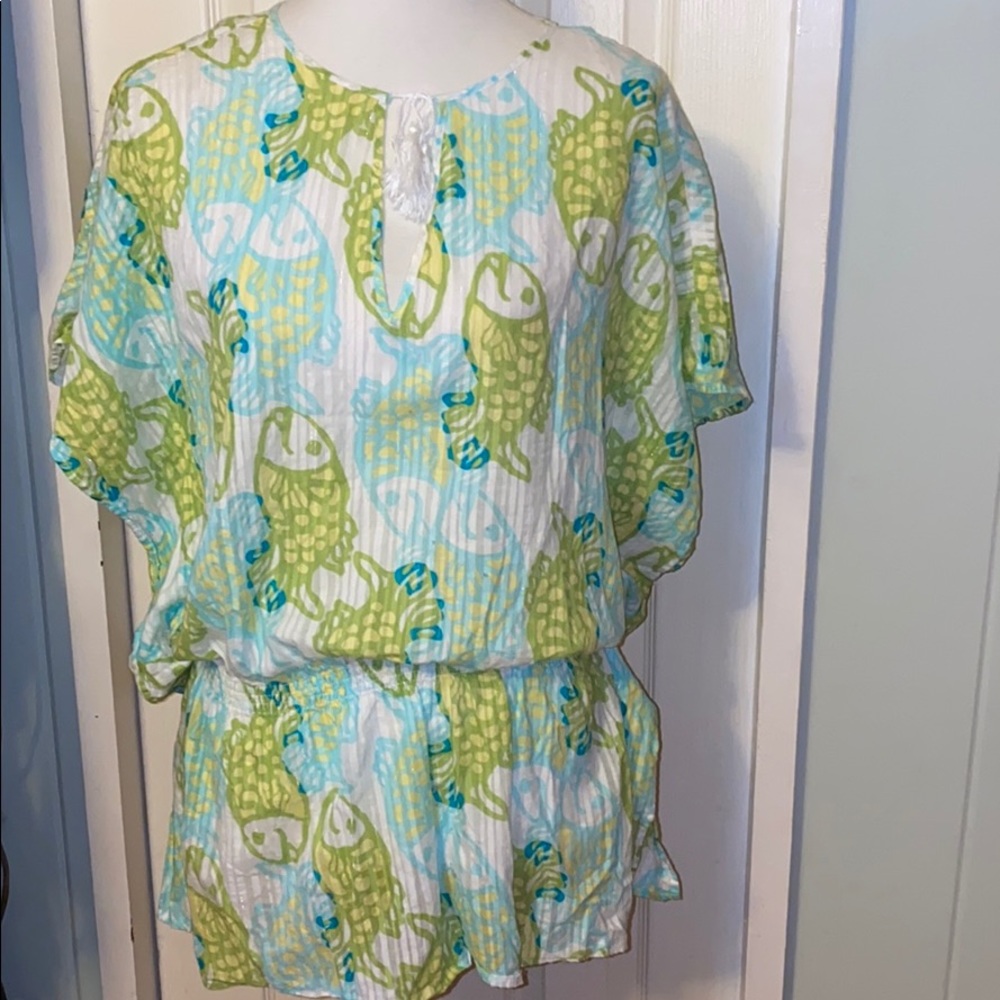 Lilly Pulitzer size XS shirt top blouse swimsuit cover up koi fish